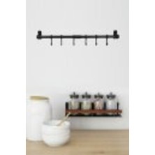 PremiumPort Siyah 50CM 6 Kancalı Fincan ve Kaşık Askısı, Duvara Monte Ürün