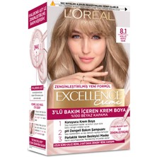 L'Oréal Paris Excellence Creme 8.1 Küllü Koyu Sarı Saç Boyası 192 ml