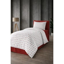 UYGURİYE Tek Kişilik Nevresim Takımı Yorgan Kılıfı %70 Pamuklu Kalp Desen + Lastikli Çarşaf+ Yastık Kılıfı