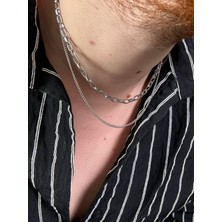 Arvens Erkek Ikili Zincir Kolye Renk Atmaz Kararmaz Paslanmaz Çelik Kombinlenebilir Çelik Kolye