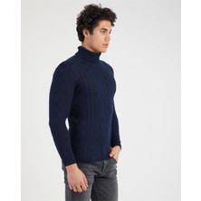 Elku Moda Slim Fit Erkek Kazak Desenli Örme Boğazlı Kazak Slimfit Balıkçı Yaka Triko