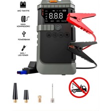 Stary 12000MAH 4'ü 1 Arada Araç Akü Takviye Cihazı - Hava Kompresörü, Kablosuz Jump Starter & Powerbank