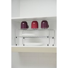 PremiumPort 47 cm Paslanmaz Krom Dolap Içi Raf Düzenleyici, 2'li Set, Şık ve Dayanıklı