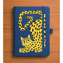 Adasena Tarihsiz 224 Sayfa Termo Defter Baskılı Desenli 13X21 cm Lacivert - Sarı Kedi