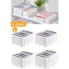 PremiumPort 4’lü Large Çekmece Dolap Içi Akordiyon, Beyaz, 27X35X17 cm