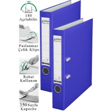 ArtMaster Büro Klasörü Mavi Dar 2 Adet Plastik Dar Mavi Klasör Halkalı Paslanmaz Çelik Klipsli Ofis Büro