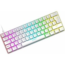 Braventa Collection Vooka Trol Red Switch Mini Rgb Oyun Klavyesi Gaming Mekanik 62 Tuşlu 18 Rgb LED USB Tip-C Kablosu Be