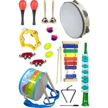 Braventa Collection Örf Aletleri Seti Median Paket-2 Maracas Zil Kastanyet Üçgen Ritim Ksilofon Davul Tef (11 Parça)