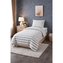 UYGURİYE Tek Kişilik Nevresim Takımı Yorgan Kılıfı %70 Pamuk Geometrik Desen+ Lastikli Çarşaf+ Yastık Kılıfı