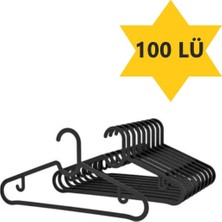 PremiumPort 100 Adet Siyah Çok Amaçlı Elbise ve Gömlek Askısı Seti