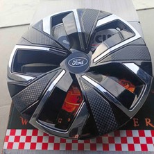 Yk Ford Focus / Fiesta Uyumlu 14 Inç Krom Çıtalı Jant Kapağı 4'lü Takım Amblem Hediyeli