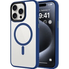 Teknocep iPhone 14 Pro Max Kılıf Mat Arka Yüzey Wireless Şarj Özellikli Zore Flet M-Safe Kapak - Mavi