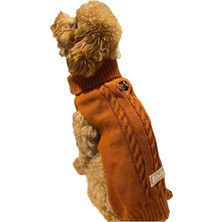 Feyza Design Sevimli Köpek Kazağı, Miniş Kiremit Renkli, Örgülü ve Rahat Tasarım