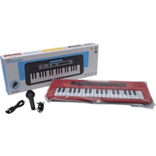 Mavi Su Dünyası 37 Tuşlu Pilli USB Kablolu Mikrofonlu Piano Kırmızı Veya Siyah