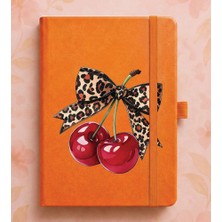 Adasena Tarihsiz 224 Sayfa Termo Defter Baskılı Desenli 13X21 cm Turuncu - Leoparlı Kiraz