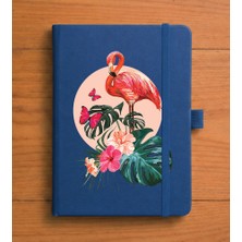 Adasena Tarihsiz 224 Sayfa Termo Defter Baskılı Desenli 13X21 cm Lacivert - Flamingo