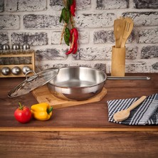 Matmel Saphire Çelik Kapaklı Tava - Inox - 26 cm