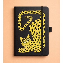 Adasena Tarihsiz 224 Sayfa Termo Defter Baskılı Desenli 13X21 cm Siyah - Sarı Kedi