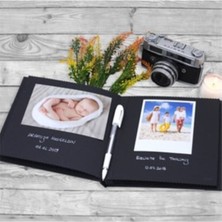 Çelik Siyah Yapraklı Kendin Yap Albüm Anı Defteri Beyaz Kalemli - Fotoğrafsız