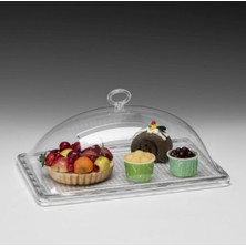 PremiumPort Akrilik Kapaklı Polycarbonat Tepsili Fanus 22,5*32,5 H 11