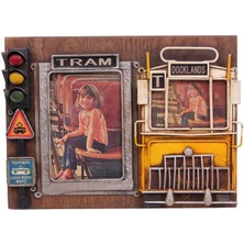 Paroner Dekoratif Metal Çerçeve Tramvay Dekorlu Vintage Ev Ofis Hediyelik