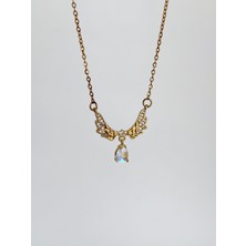 İfeelfree Beyaz Taşlı Melek Kanadı Çelik Kolye