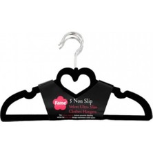 PremiumPort 10 Adet Kadife Kaydırmaz Elbise Askısı, Kalp Model, Siyah Renk