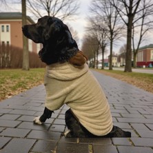 Feyza Design Konforlu Büyük Irk Köpek Sweatshirtü, Bej Peluş, 21-50 kg