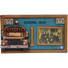 Paroner Dekoratif Metal Çerçeve Okul Otobüsü Dekorlu Hediyelik