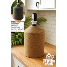 PremiumPort Doğal Jüt Hasır Görünümlü Damacana Kılıfı, Şık ve Estetik Su Sebili Örtüsü