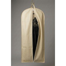 Farilas Global Krem Çift Kulplu Kalın Diş Fermuarlı Uzun Abiye Elbise Koruma ve Saklama Kılıfı 160 x 60 cm