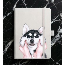 Adasena Tarihsiz 224 Sayfa Termo Defter Baskılı Desenli 13X21 cm Beyaz - Sibirya Kurdu