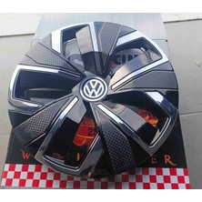 Yk Volkswagen Golf / Polo / Jetta Uyumlu 16 Inç Krom Çıtalı Jant Kapağı 4'lü Takım Amblem Hediyeli