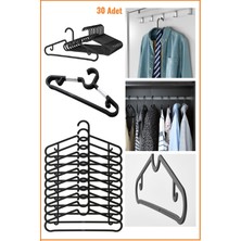 PremiumPort Ince Siyah Tişört ve Elbise Askısı, 40 Cm, 30 Adet