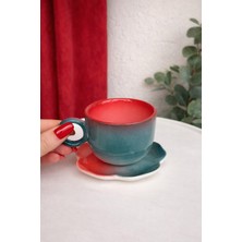 MeGgdecor Kızıl Deniz El Yapımı Seramik Türk Kahvesi Fincanı (1 Adet)