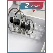 PremiumPort Iki Adet Beyaz 6 Bölmeli Tencere Kapak Düzenleyici Seti