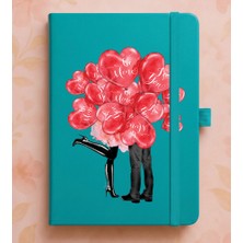 Adasena Tarihsiz 224 Sayfa Termo Defter Baskılı Desenli 13X21 cm Turkuaz - Aşk Budur