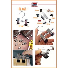 PremiumPort Ayarlanabilir 10’lu Krom Metal Eşarp ve Şapka Askısı, 12 cm