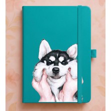 Adasena Tarihsiz 224 Sayfa Termo Defter Baskılı Desenli 13X21 cm Turkuaz - Sibirya Kurdu