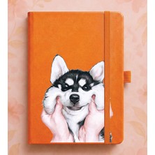 Adasena Tarihsiz 192 Sayfa Mini Termo Defter Baskılı Desenli 9X14 cm Turuncu - Sibirya Kurdu