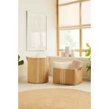 PremiumPort 2'li Jüt Çamaşır ve Oyuncak Saklama Sepeti, Katlanabilir Organizer