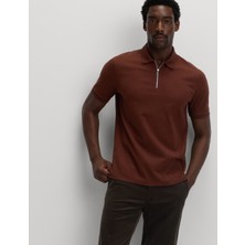 Marks & Spencer Cotton Rich Jakarlı Fermuarlı Polo Yaka Tişört