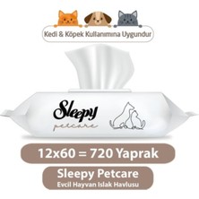 Feyza Design Yumuşak ve Taze Islak Havlu, Evcil Hayvanlar Için 12X60 Yaprak