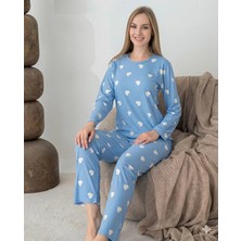 Lindros 0440 Kadın Süet Uzun Kol Pijama Takımı