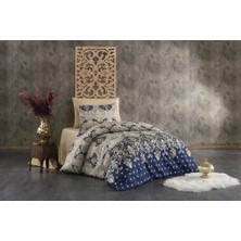 UYGURİYE Tek Kişilik Nevresim Takımı Yorgan Kılıfı %70 Pamuk Nakişli Desen+ Lastikli Çarşaf+ 1 Yastık Kılıfı