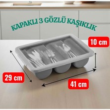 Gastroplast 3 & 4 Bölmeli Kaşıklık - Kapaklı Çatal Kaşık Organizeri - Kapaklı Kaşıklık Düzenleyici