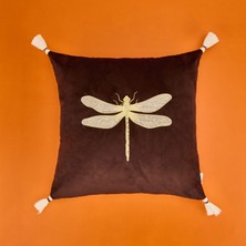 Matmel Soft Yusufçuk Desenli Kadife Kırlent - Kahverengi - 43X43 cm