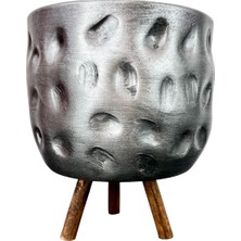 Braventa Collection Bitkitasarımı Bitki Tasarımı Ev Dekorasyon Aksesuar Gümüş Desenli Toprak Saksı Saksılık Salon Çiçekl