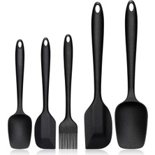 Braventa Collection 5 Parça Silikon Spatula ve Fırça Seti, Siyah