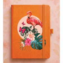 Adasena Tarihsiz 192 Sayfa Mini Termo Defter Baskılı Desenli 9X14 cm Turuncu - Flamingo